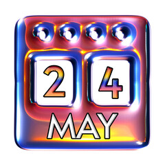 24 May calendar icon for date and event concept