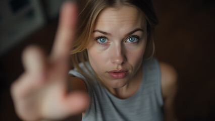 Looking Up, One Hand Raised