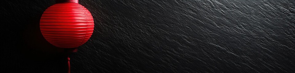 Red lantern on dark textured background with space for text