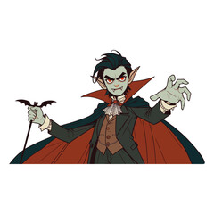 Obraz premium Happy Halloween Day cute vampire dracula spooky ghost, festival illustration elements for decoration, prints. Cartoon scary evil character