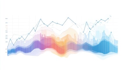 Abstract Data Visualization with Line Graphs and Colorful Gradient