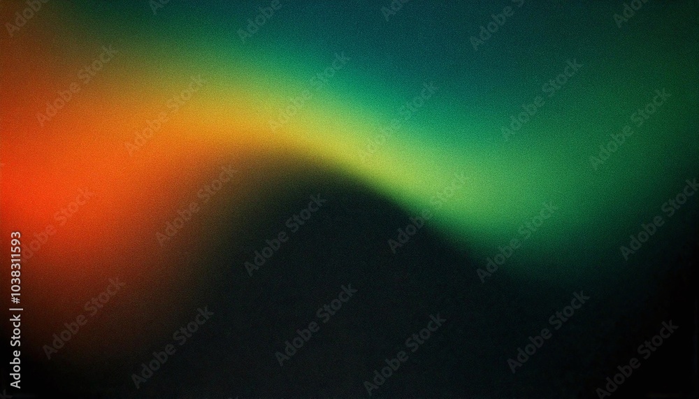 Wall mural abstract noisy grain texture effect green and orange color gradient banner background