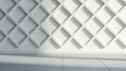 Obraz premium Clean Minimalist White Wall with Geometric Shadows and Sleek Product Background - 3D Render Illustration