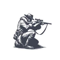 hunting monochrome vector illustration