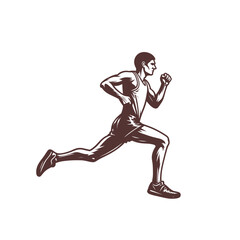 Marathon or sprint runner. Isolated vector illustration