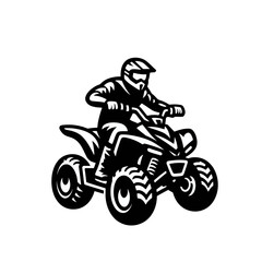 Quad bike rider. Extreme sport vehicle modern vector isolated illustration