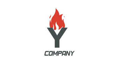 fire flames Y red letter alphabet logo icon design with LIGHT BLACK color for business and company