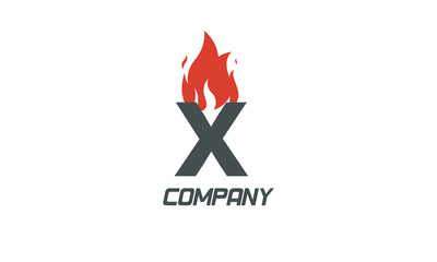 fire flames X red letter alphabet logo icon design with LIGHT BLACK color for business and company