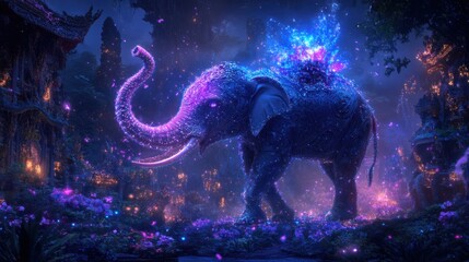 Futuristic Thai Elephant in Mystical Landscape