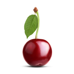Fresh ripe red cherry isolated on white