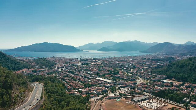 view from the top of the mountain of marmaris city 