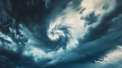 Dramatic swirling storm clouds create a mesmerizing display.