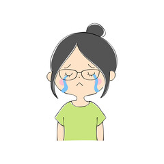 若い女性　表情バリエーション_肌色　ペン画風