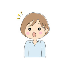 若い女性　表情バリエーション_肌色　ペン画風