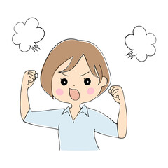 若い女性　表情バリエーション_肌色　ペン画風