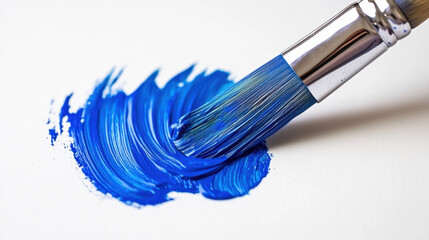 Blue Paint Dripping Down a White Wall