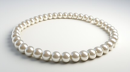 Elegant White Pearl Necklace on Simple Background