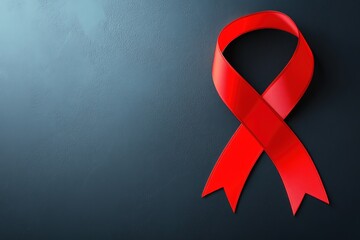 A red ribbon with empty space for aids day background