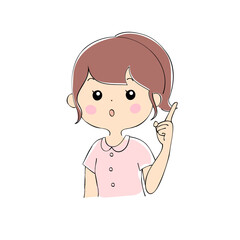 アドバイスをする若い女性　表情バリエーション_肌色　ペン画風