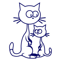 Cat Family Mom Dad Child Father Mother Cute Isolated Vector Graphic Design Illustration
