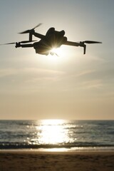 Photo of a drone frozen in mid-air.