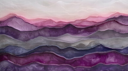 Mountain Landscape at Dusk - Resin art background depicting a mountain landscape at dusk, featuring deep purples, dusky pinks, and soft grays.