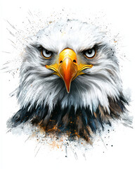 Obraz premium Vibrant Artistic Eagle Portrait with Intense Expression and Colorful Background