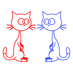 2 Cats Team Two Fun Friends Crew Group Adorable Cat Looks Happy Sweet Little Smile Face Kitten Pets Funny Cartoon Cute Lovers Comic Fun Love Kittens Adorable Feline Playful Kitties Fur Baby Paw Owners