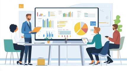 Fototapeta premium Team Collaboration on Business Data Analysis