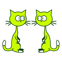 2 Cats Team Two Fun Friends Crew Group Adorable Cat Looks Happy Sweet Little Smile Face Kitten Pets Funny Cartoon Cute Lovers Comic Fun Love Kittens Adorable Feline Playful Kitties Fur Baby Paw Owners