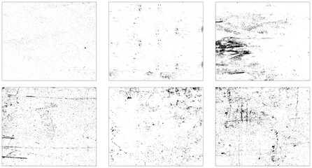 Destroyed grunge scratches crumbled plaster on aged painted brushed surface vector. Set of  dust overlay distress grain.