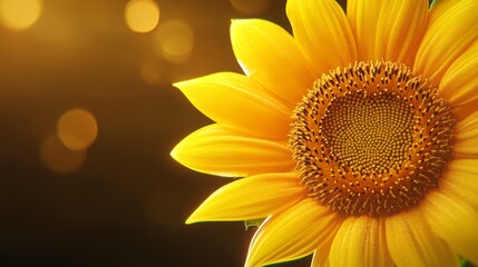 Obraz premium Vibrant sunflower with bright yellow petals against a warm, blurred background.