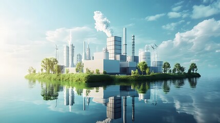 A large industrial building with many pipes and valves. Concept of complexity and organization, as the various pipes and valves are arranged in a precise manner