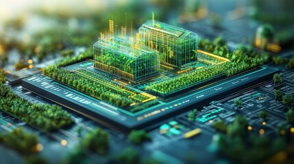 Obraz premium Illustration showcasing Agritech Financing Models using Green Blue Gold