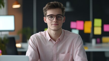 Fototapeta premium The Young Man in Office