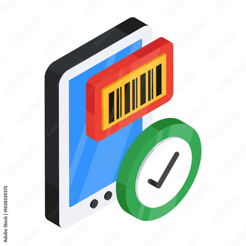 Canvas Prints Flat design icon of mobile barcode

