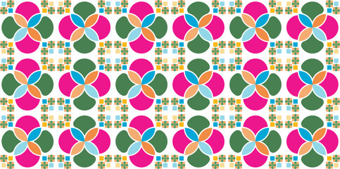 Colorful floral themed batik seamless geometric pattern. Perfect for printing, design and textiles