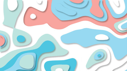 Multi-layer colorful realistic papercut background vector. Pastel colorful 3d geometric elements abstract background papercut style.