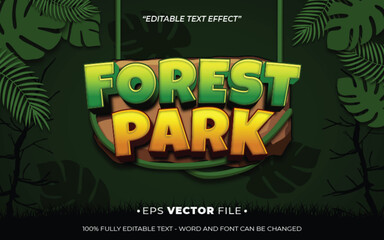 forest park text effect editable vector 3d 