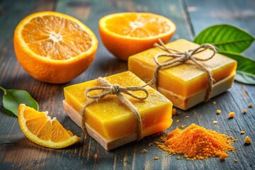 Handmade orange soap - perfect for natural skin care, spa d&eacute;cor, gift sets and organic bath products