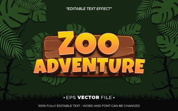 adventure zoo text effect editable vector 3d