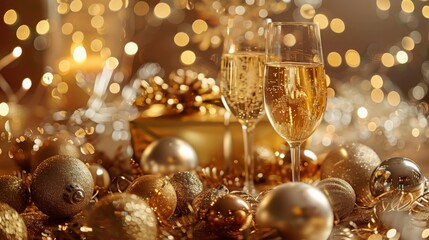 New Year background in gold background, Generative AI,