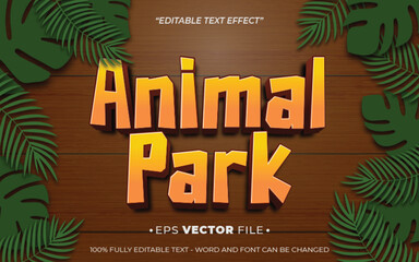 animal park text effect editable vector 3d 