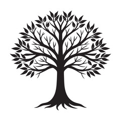 Obraz premium Elegant Tree Silhouette Vector Illustration for Nature, Decor, and Art Designs