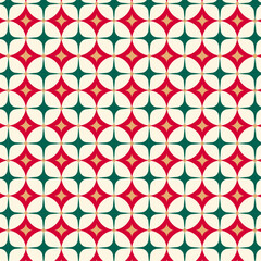 Luxury abstract geometric elements pattern design for christmas and new year celebration. Red and green rhombus seamless pattern.  