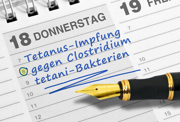 Tetanus-Impfung gegen Clostridium tetani-Bakterien, Termineintragung