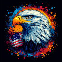 Fototapeta premium Bald eagle illustration for t-shirt design