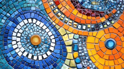 Colorful Mosaic Pattern with Vibrant Tiles and Shapes