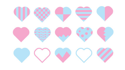 Set of beautiful vector isolated colorful valentines hearts on white background