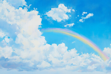 青空と虹, 油彩風イラスト